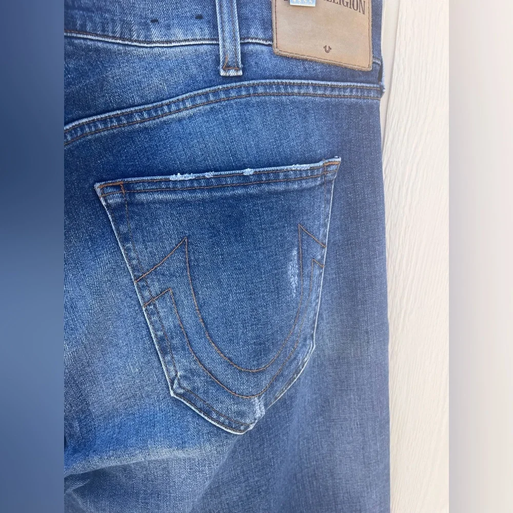 True Religion Men's Rocco Classic Slim Distressed Button Fly Jeans 38